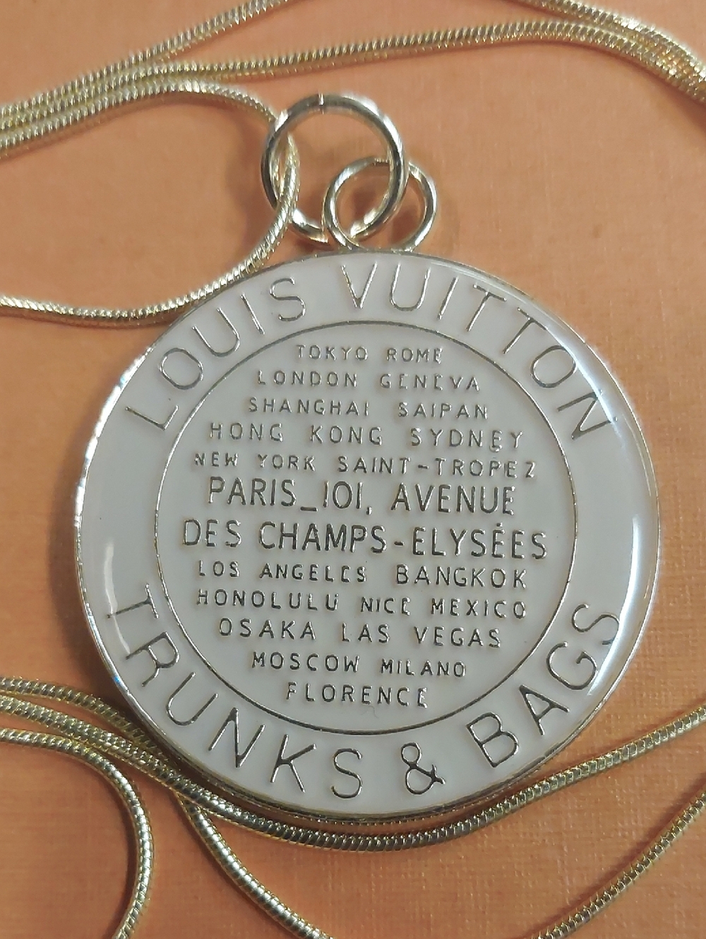 LV Cream Trunks & Bags Charm Pendant Necklace 18KT GP